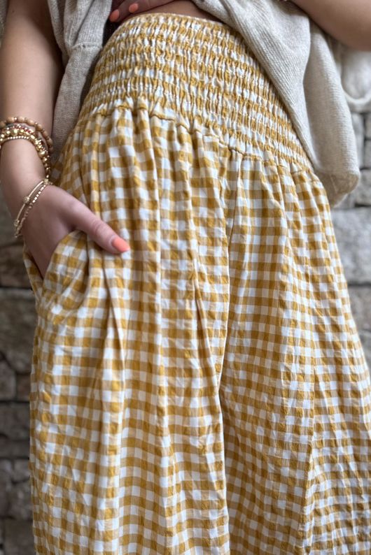 Nonni Gingham Bloomer Pant Mustard